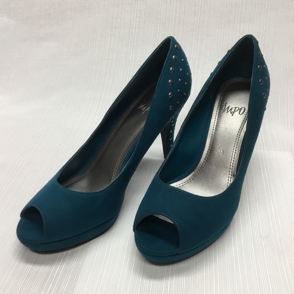 Impo Shoes - IMPO Exciting Peep Toe Teal Color Heels